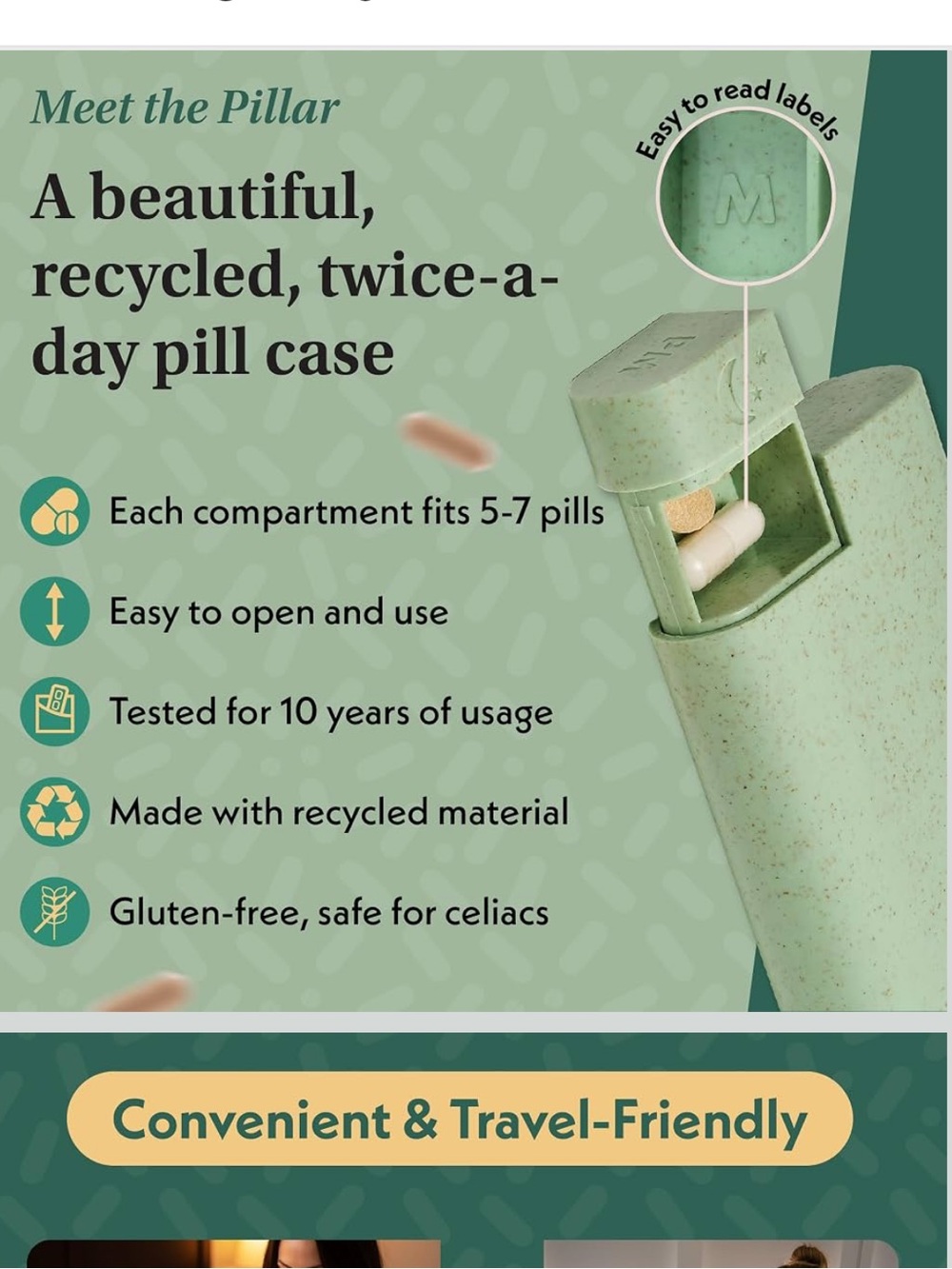 PILLAR AM/PM Twice a Day Pill Organizer - Powder Blue - Picture 13 of 14